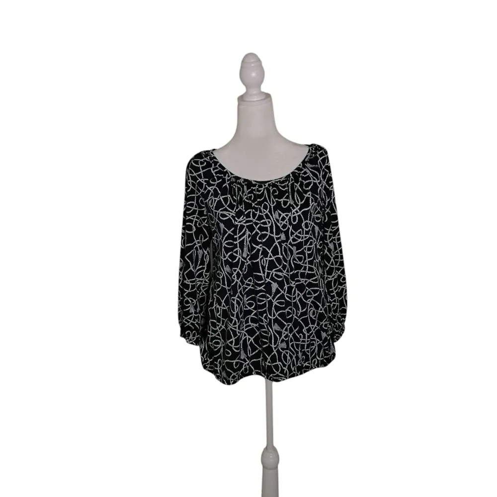 Michael Kors Women's M Navy White Rope Tassel Detail 3/4